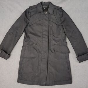 Banana Republic Women's Trench Coat M Charcoal Gray 2 Pocket Jacket Winter Rain